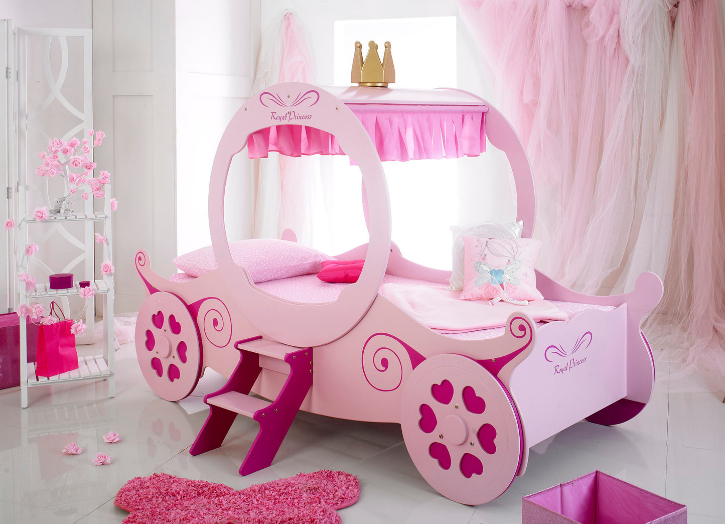 Artisan Single Pink Princess Carriage Bed