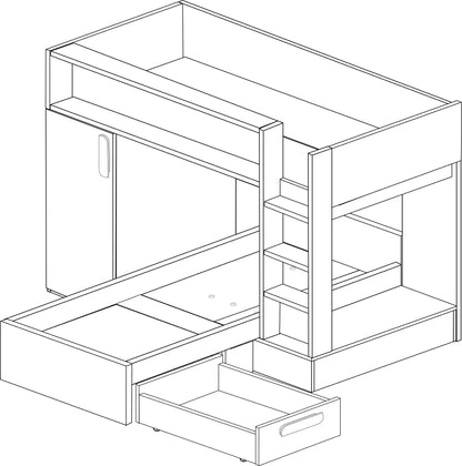 Trasman Tordera Reversible Bunk Bed with Wardrobe and Storage