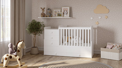 Kudl Combi 4 in 1 Cot Bed - White