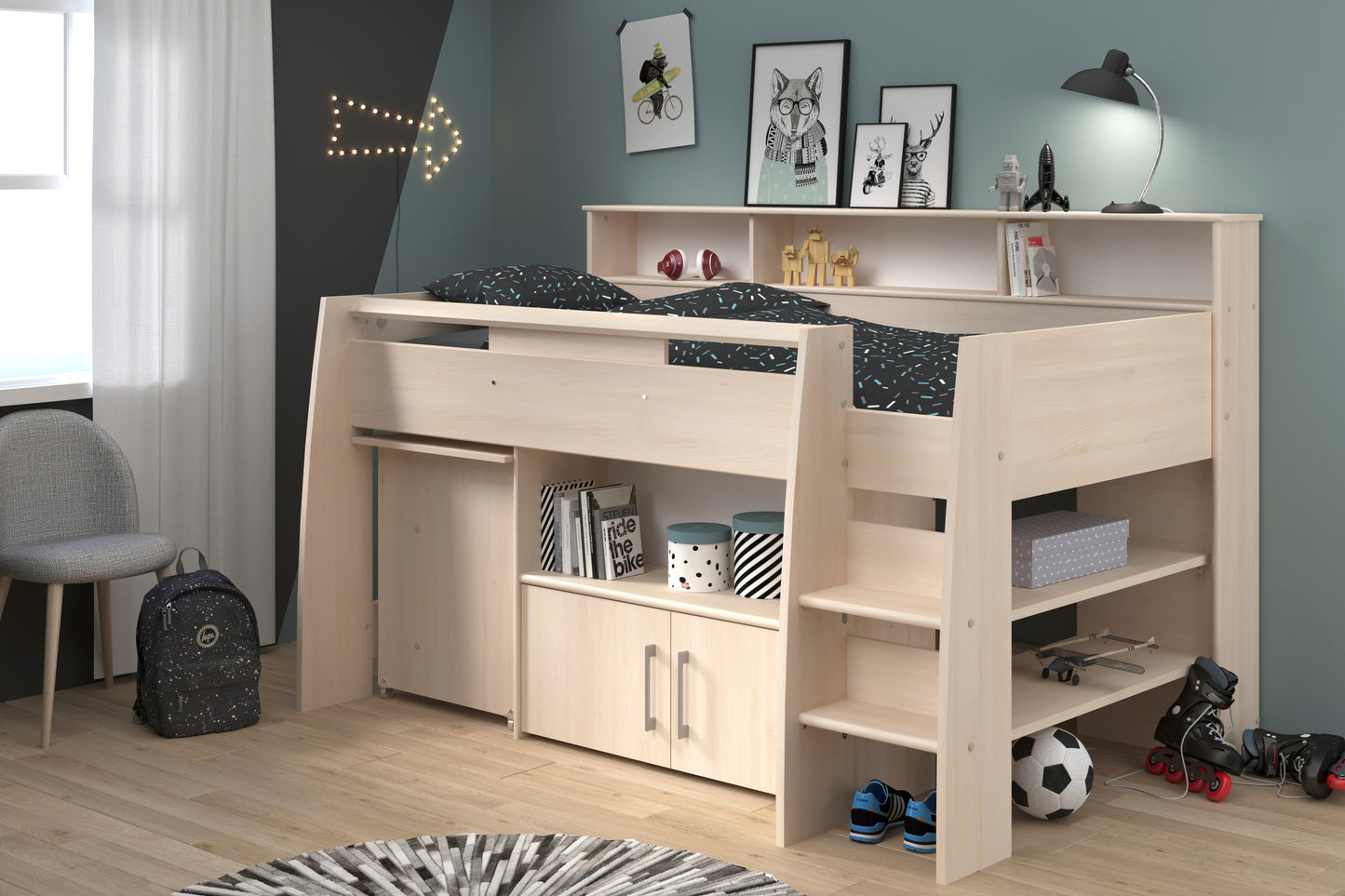 Parisot Kurt Mid Sleeper with Desk and Storage