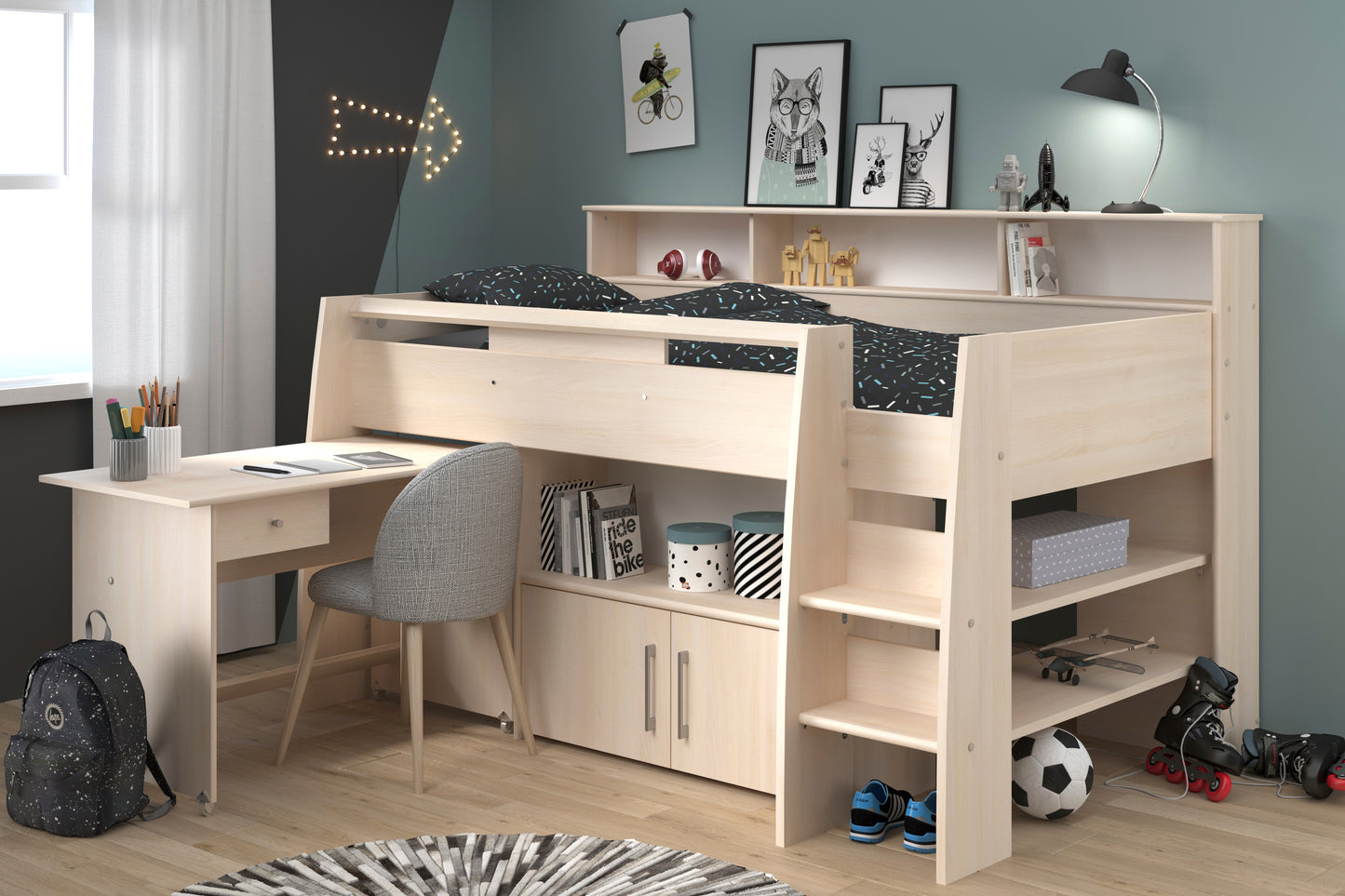 Parisot Kurt Mid Sleeper with Desk and Storage