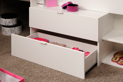 Parisot Milky Mid Sleeper with Desk and Storage