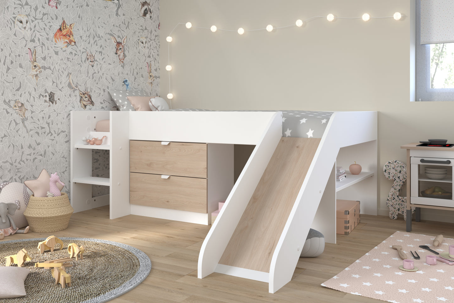 Parisot Tobo Mid Sleeper Bed with Slide and Storage