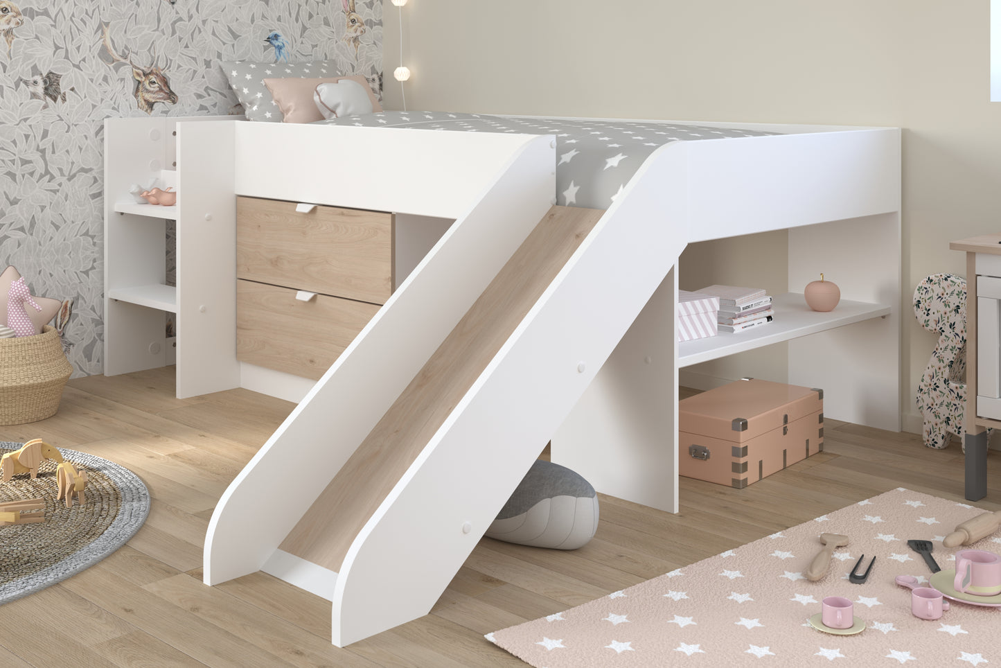 Parisot Tobo Mid Sleeper Bed with Slide and Storage