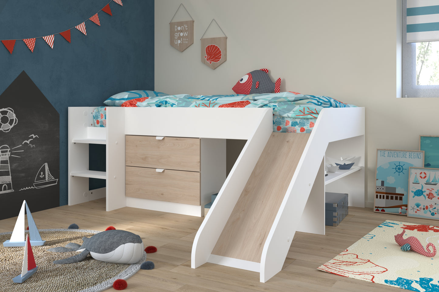 Parisot Tobo Mid Sleeper Bed with Slide and Storage