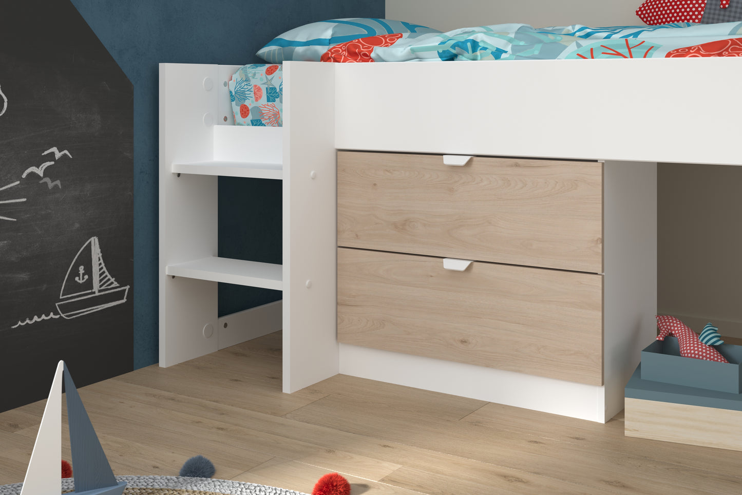 Parisot Tobo Mid Sleeper Bed with Slide and Storage