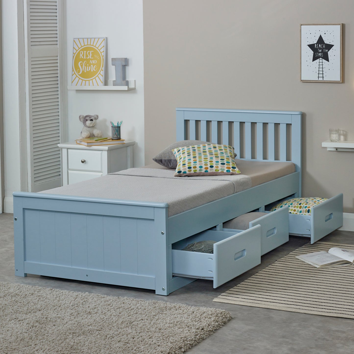 Amani Mission Bed Blue Single