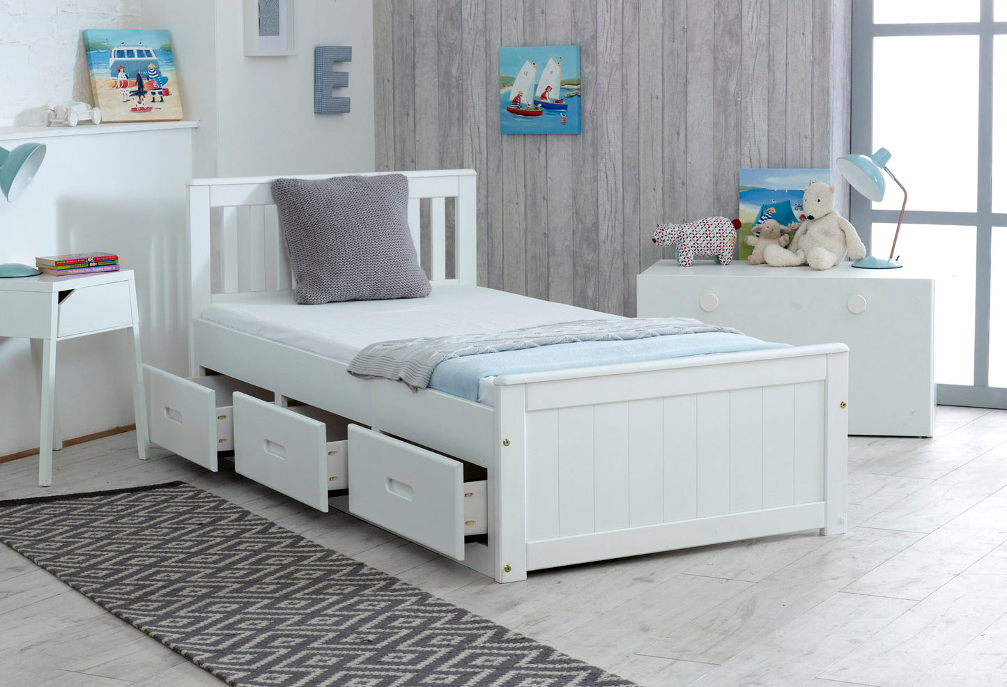 Amani Mission Bed White Single