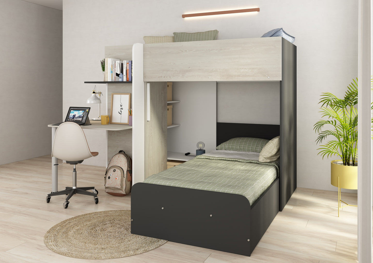 Trasman Palatino Bunk Bed with Desk, Wardrobe and Storage