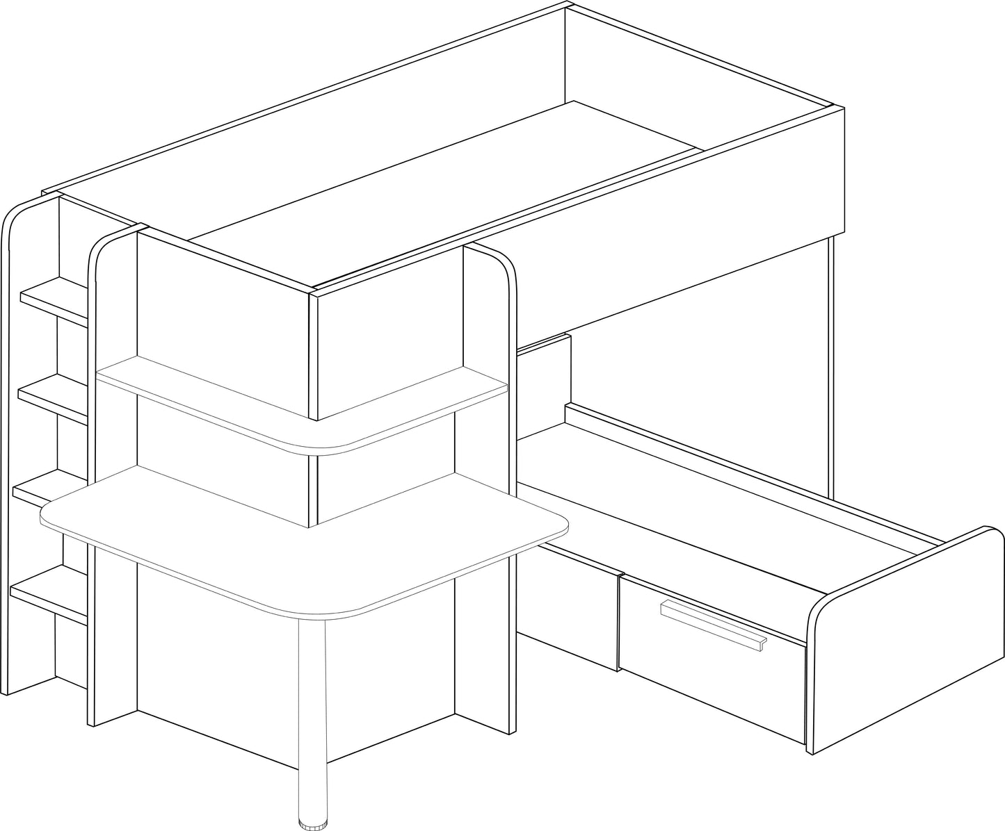 Trasman Palatino Bunk Bed with Desk, Wardrobe and Storage