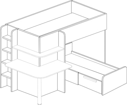 Trasman Palatino Bunk Bed with Desk, Wardrobe and Storage