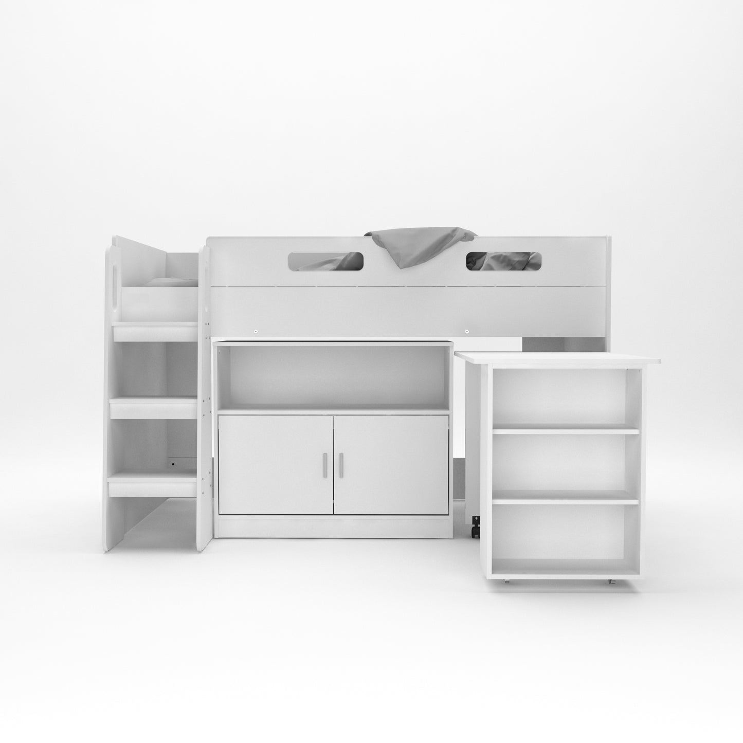 Kudl Mid Sleeper with Desk and Storage - White