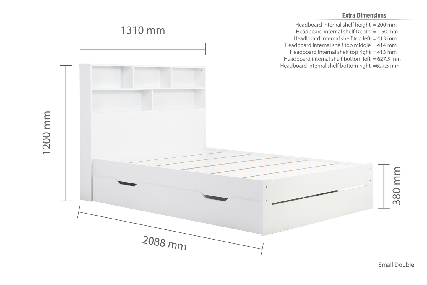 Birlea Alfie Small Double Storage Bed White