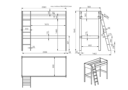 Tera Wood Gaming High Sleeper with Desk and Storage