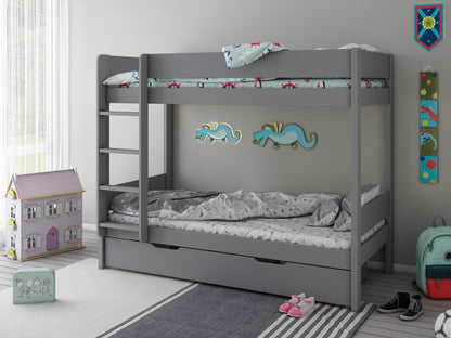 Kids Avenue Estella Grey Bunk Bed with Underbed Drawer