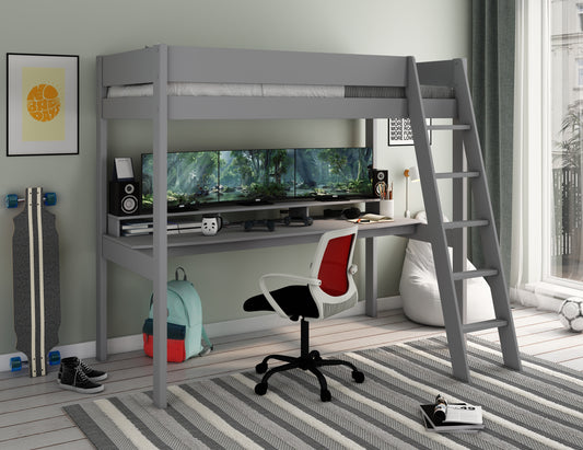 Kids Avenue Estella Grey High Sleeper with Gaming Desk