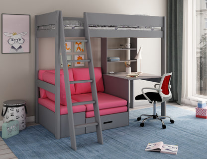 Kids Avenue Estella Grey High Sleeper with Desk and Futon