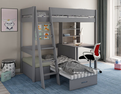 Kids Avenue Estella Grey High Sleeper with Desk and Futon