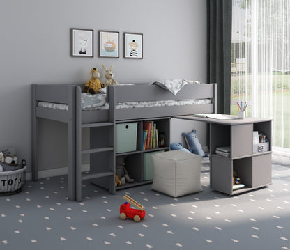 Kids Avenue Estella Grey Mid Sleeper with Storage and Desk