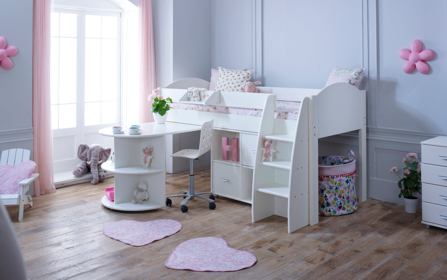 Kids Avenue Eli Mid Sleeper with Cube Storage and Desk