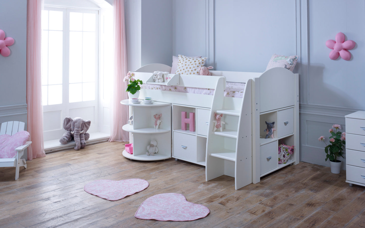 Kids Avenue Eli Mid Sleeper with Desk and Full Cube Storage