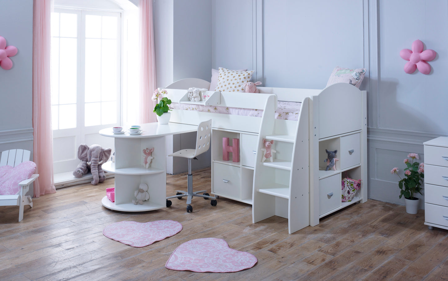 Kids Avenue Eli Mid Sleeper with Desk and Full Cube Storage