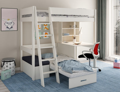 Kids Avenue Estella White High Sleeper with Desk and Futon