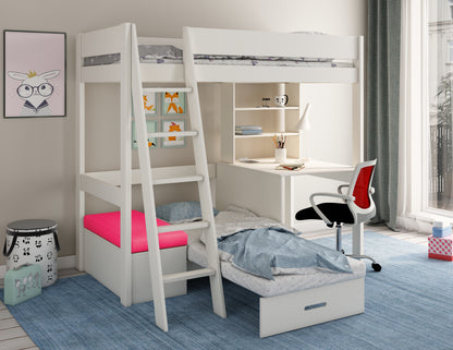 Kids Avenue Estella White High Sleeper with Desk and Futon