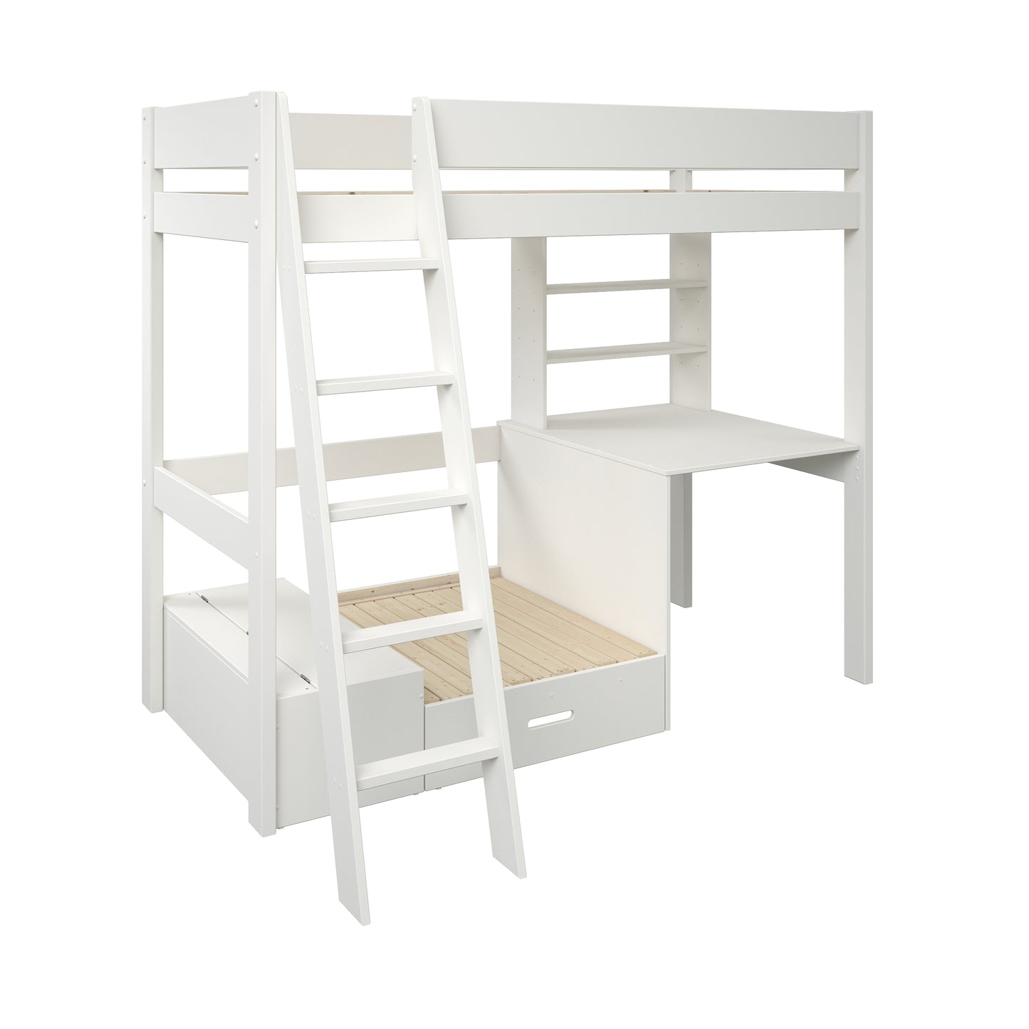 Kids Avenue Estella White High Sleeper with Desk and Futon