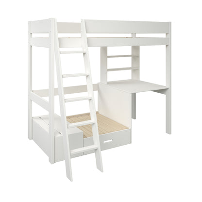 Kids Avenue Estella White High Sleeper with Desk and Futon