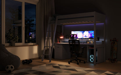 Tera Wood Gaming High Sleeper with Desk and Storage