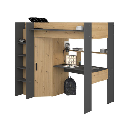 Parisot Grayson High Sleeper with Desk and Wardrobe