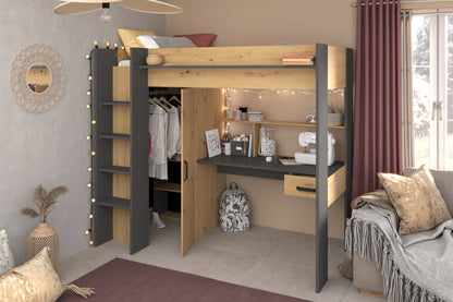 Parisot Grayson High Sleeper with Desk and Wardrobe