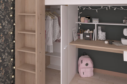 Parisot Grayson Oak High Sleeper with Desk and Wardrobe