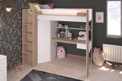 Parisot Grayson Oak High Sleeper with Desk and Wardrobe