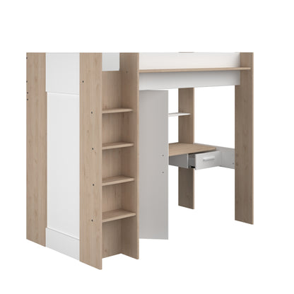 Parisot Grayson Oak High Sleeper with Desk and Wardrobe