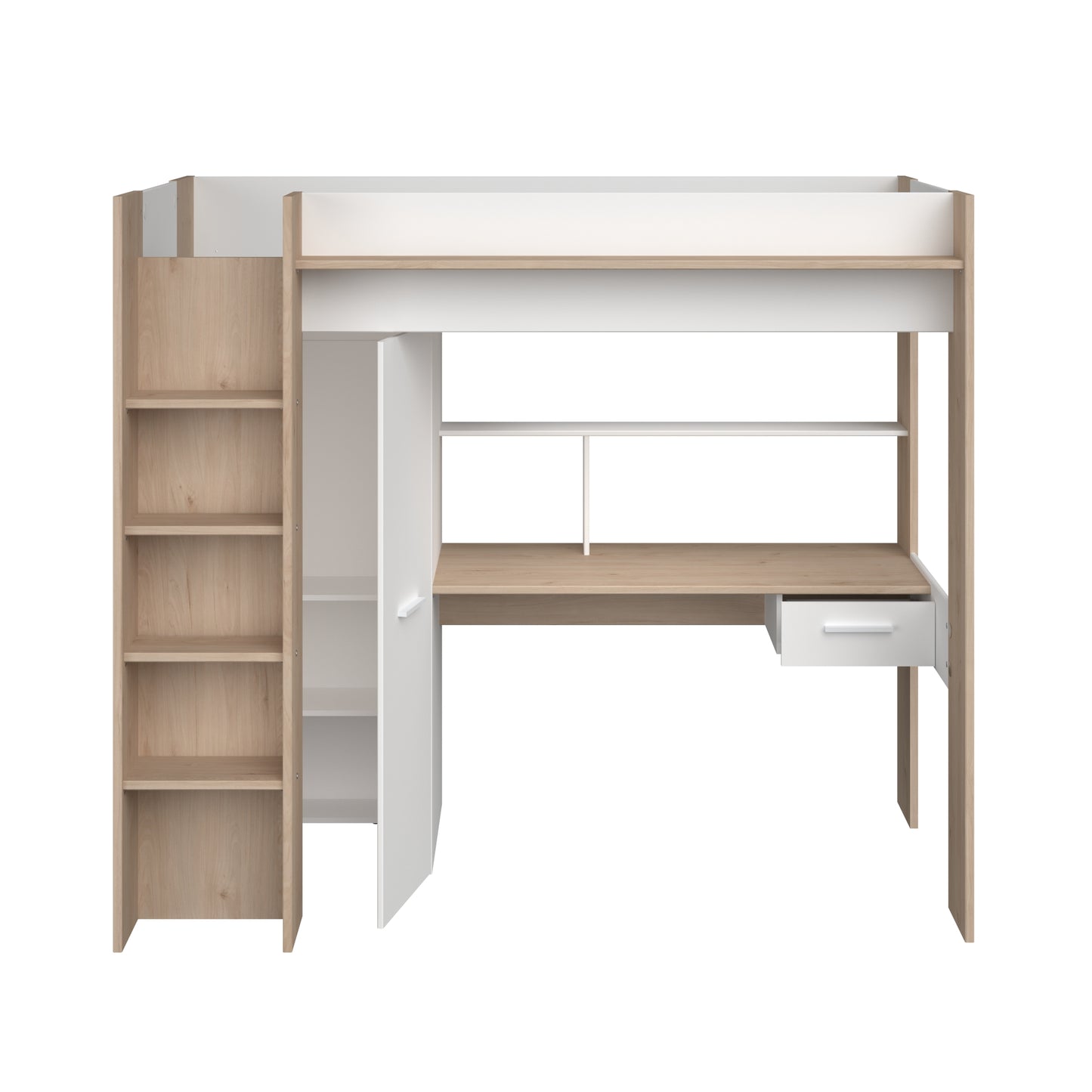 Parisot Grayson Oak High Sleeper with Desk and Wardrobe