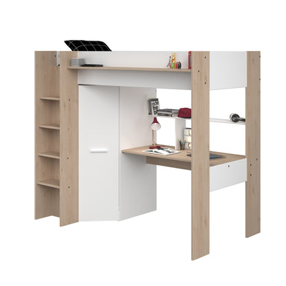 Parisot Grayson Oak High Sleeper with Desk and Wardrobe