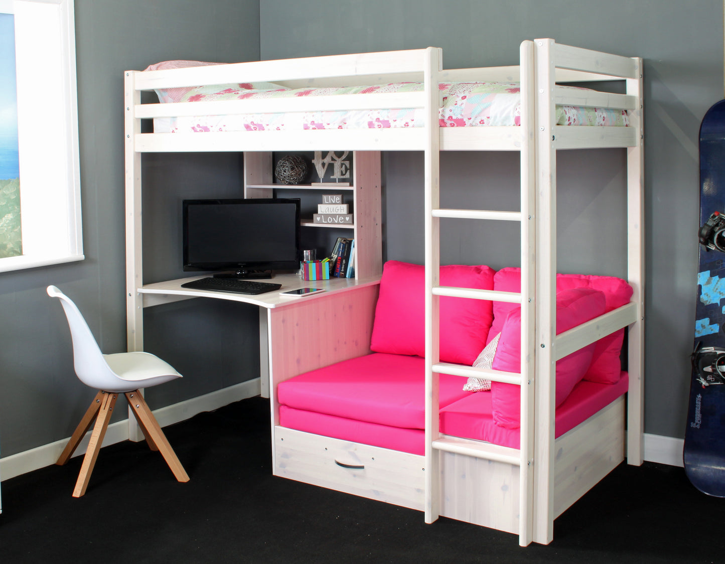 Thuka High Sleeper with Desk and Futon