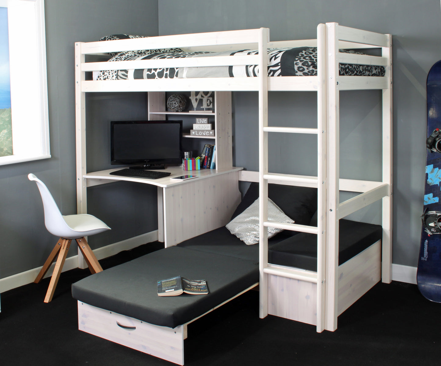 Thuka High Sleeper with Desk and Futon