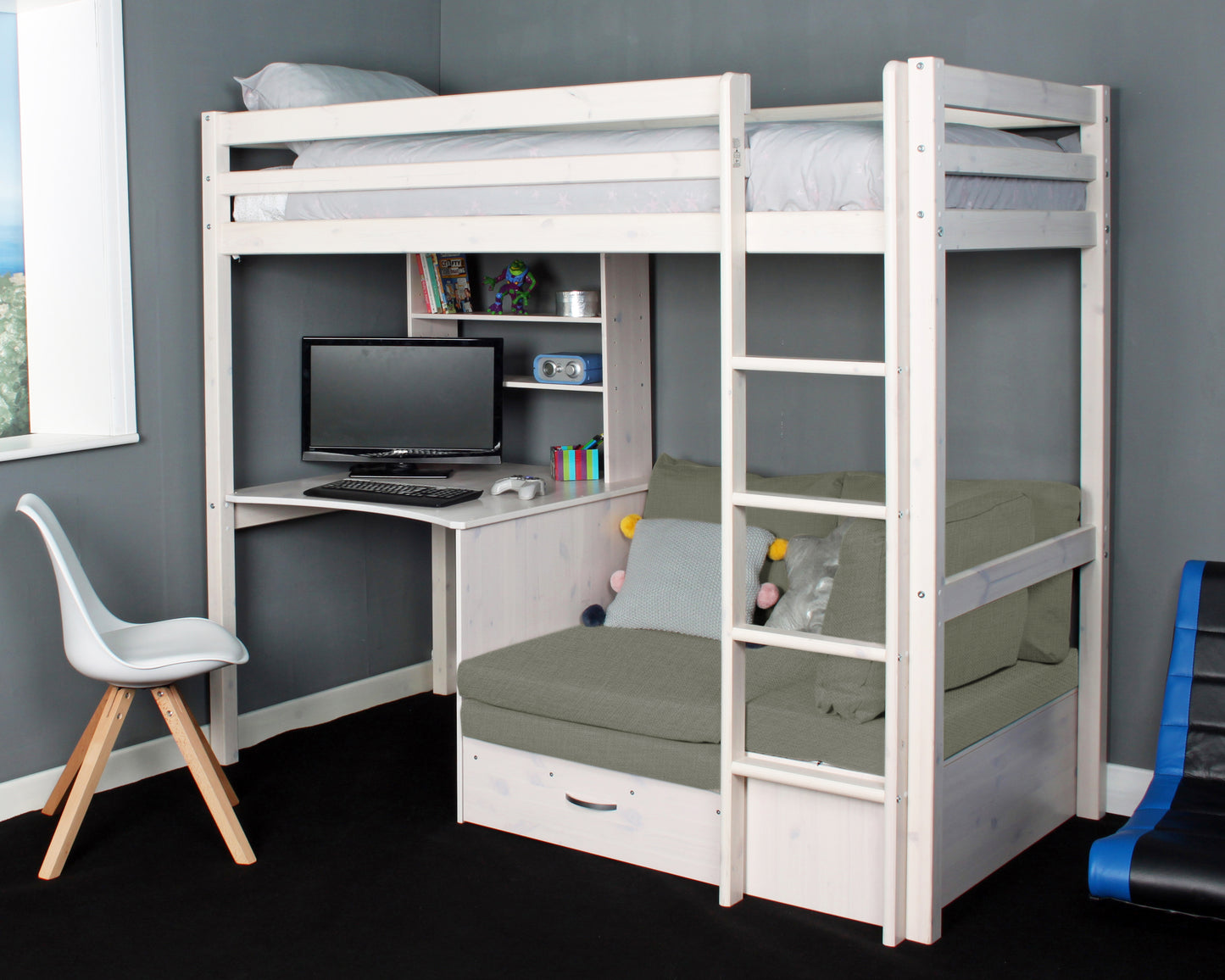 Thuka High Sleeper with Desk and Futon