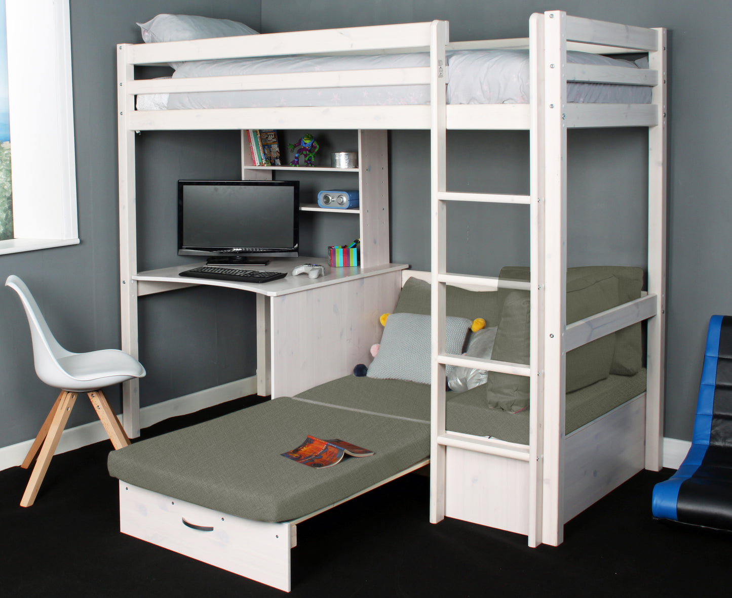 Thuka High Sleeper with Desk and Futon