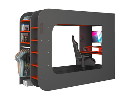 Trasman Loftpod Solo 1 Gaming Bed with Desk and Storage