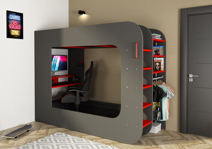 Trasman Loftpod Solo 1 Gaming Bed with Desk and Storage