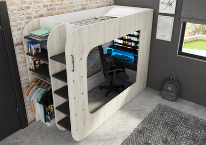 Trasman Loftpod Solo 3 Gaming Bed with Desk and Storage