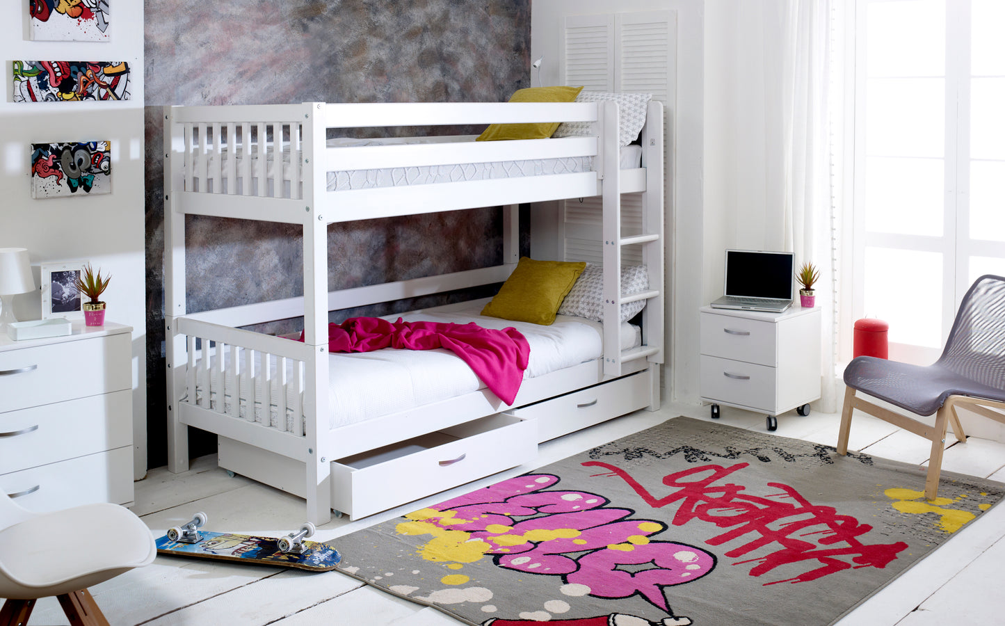 Thuka Nordic Slatted Ends Bunk Bed with Underbed Drawers