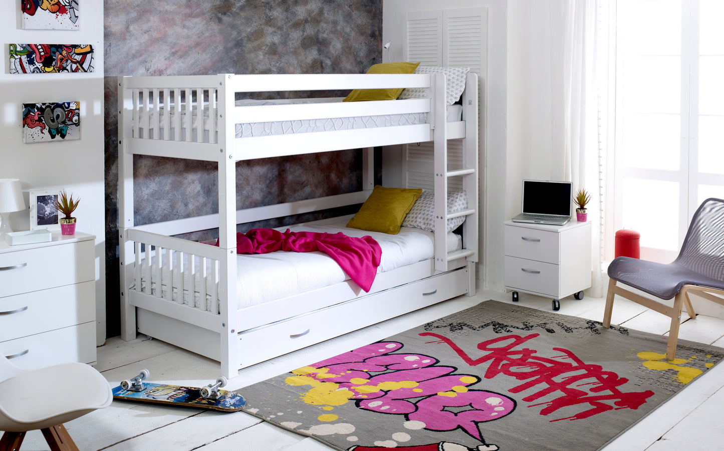 Thuka Nordic Slatted Ends Bunk Bed with Trundle