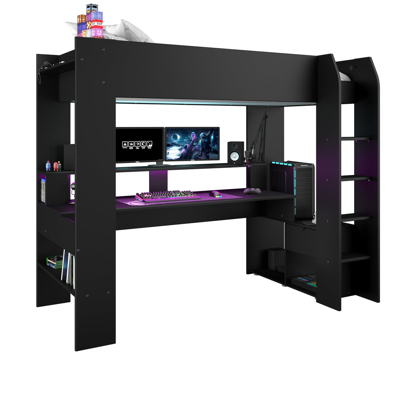 Parisot Online Gaming High Sleeper with Desk and Storage