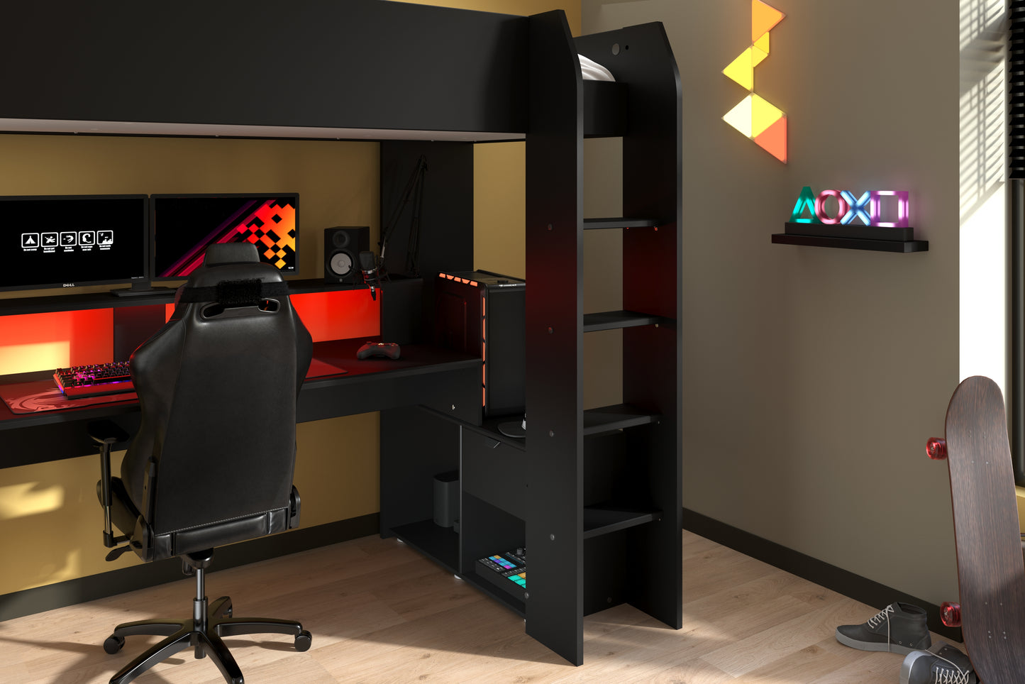 Parisot Online Gaming High Sleeper with Desk and Storage