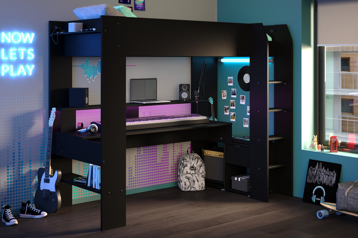 Parisot Online Gaming High Sleeper with Desk and Storage